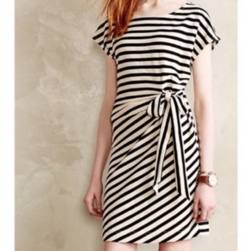 Anthropologie Black and White Striped Dress